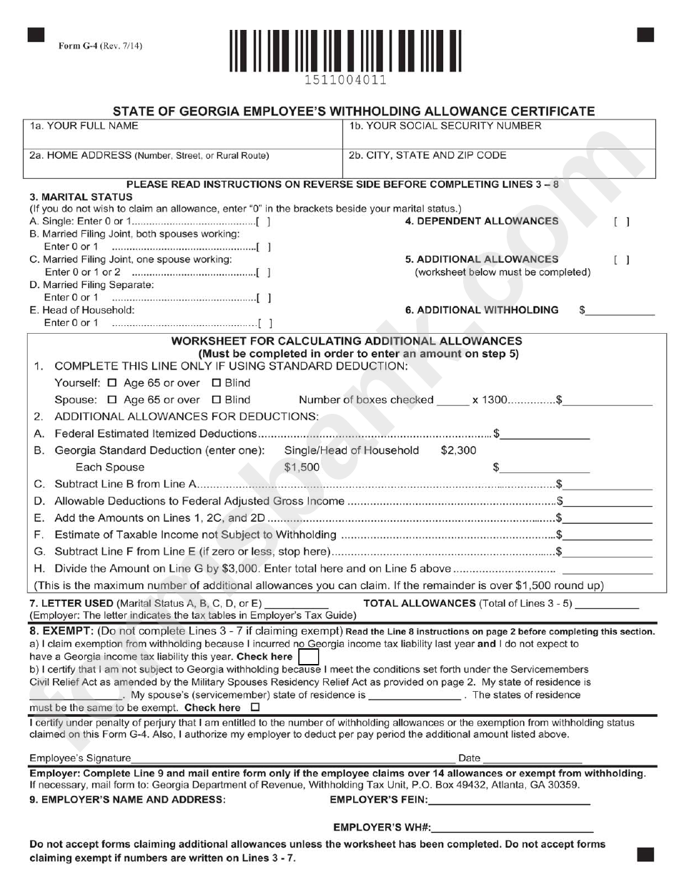 Georgia State Withholding Opt Out Form WithholdingForm com