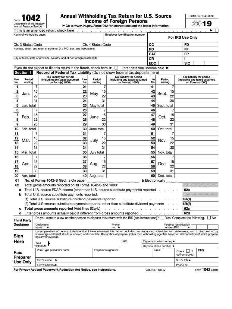 Form 1042 Fill Out And Sign Printable PDF Template SignNow