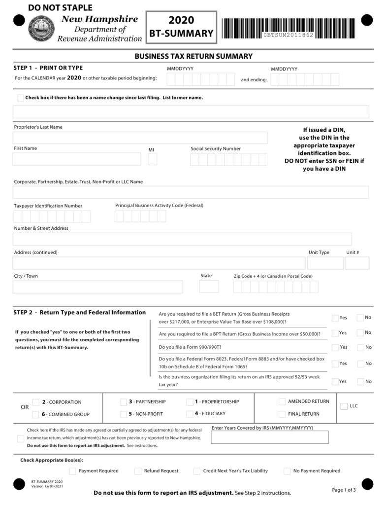 Form BT SUMMARY Download Fillable PDF Or Fill Online Business Tax 