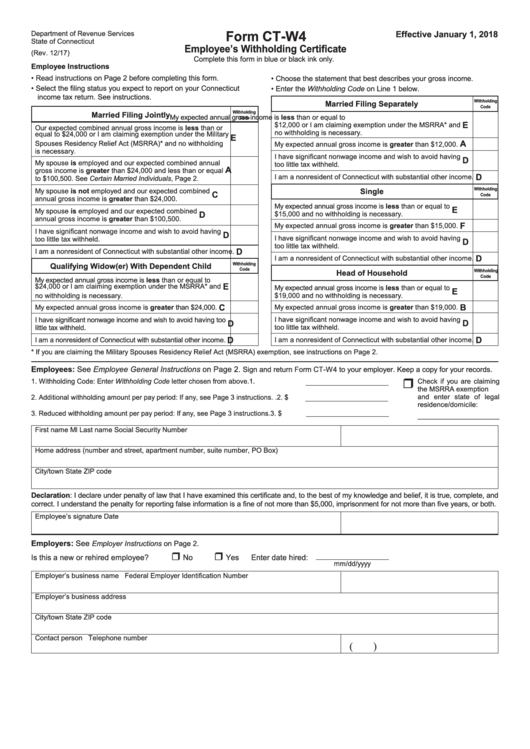 Form Ct W4 Employee S Withholding Certificate Printable Pdf Download