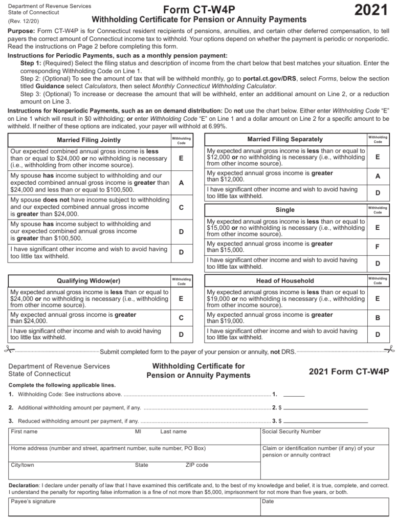 Form CT W4P Download Printable PDF Or Fill Online Withholding 