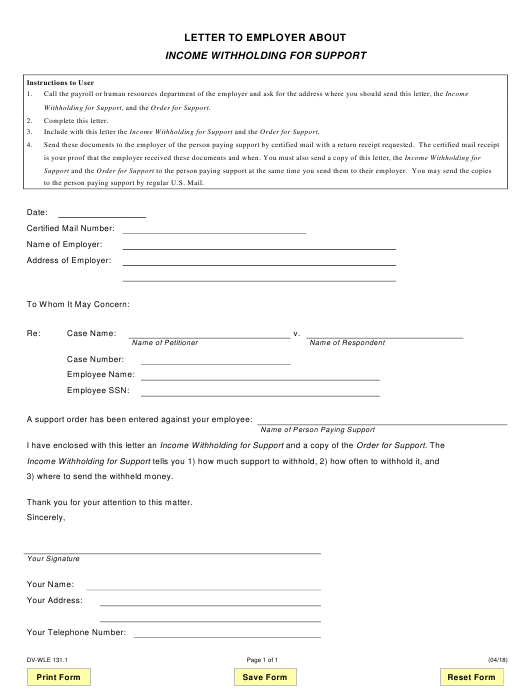 Form DV WLE131 1 Download Fillable PDF Or Fill Online Letter To 