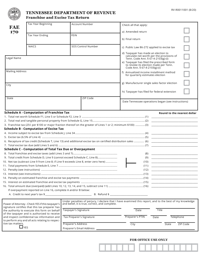 Form FAE170 RV R0011001 Download Printable PDF Or Fill Online 
