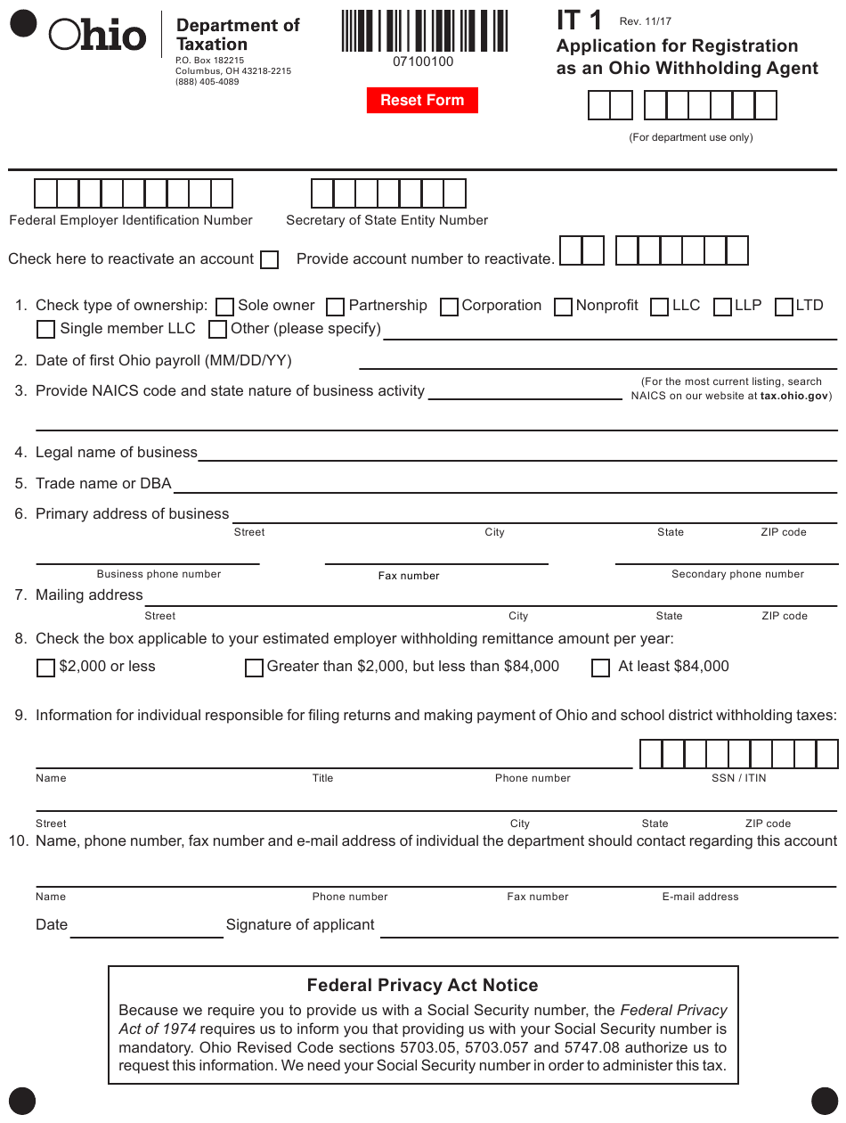 Form IT1 Download Fillable PDF Or Fill Online Application For 