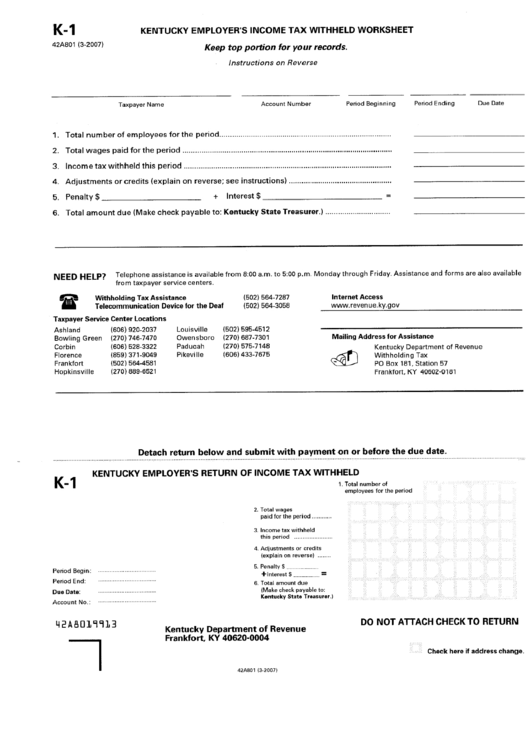 Ky State Tax Withholding Form
