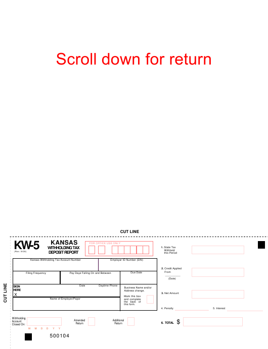 Form KW 5 Download Fillable PDF Or Fill Online Kansas Withholding Tax 