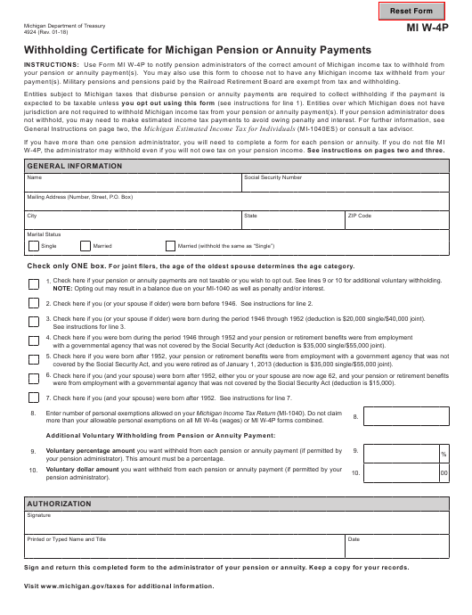 Form MIW 4P Download Fillable PDF Or Fill Online Withholding 