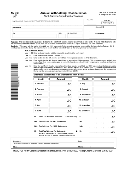 North Carolina State Withholding Tax Form