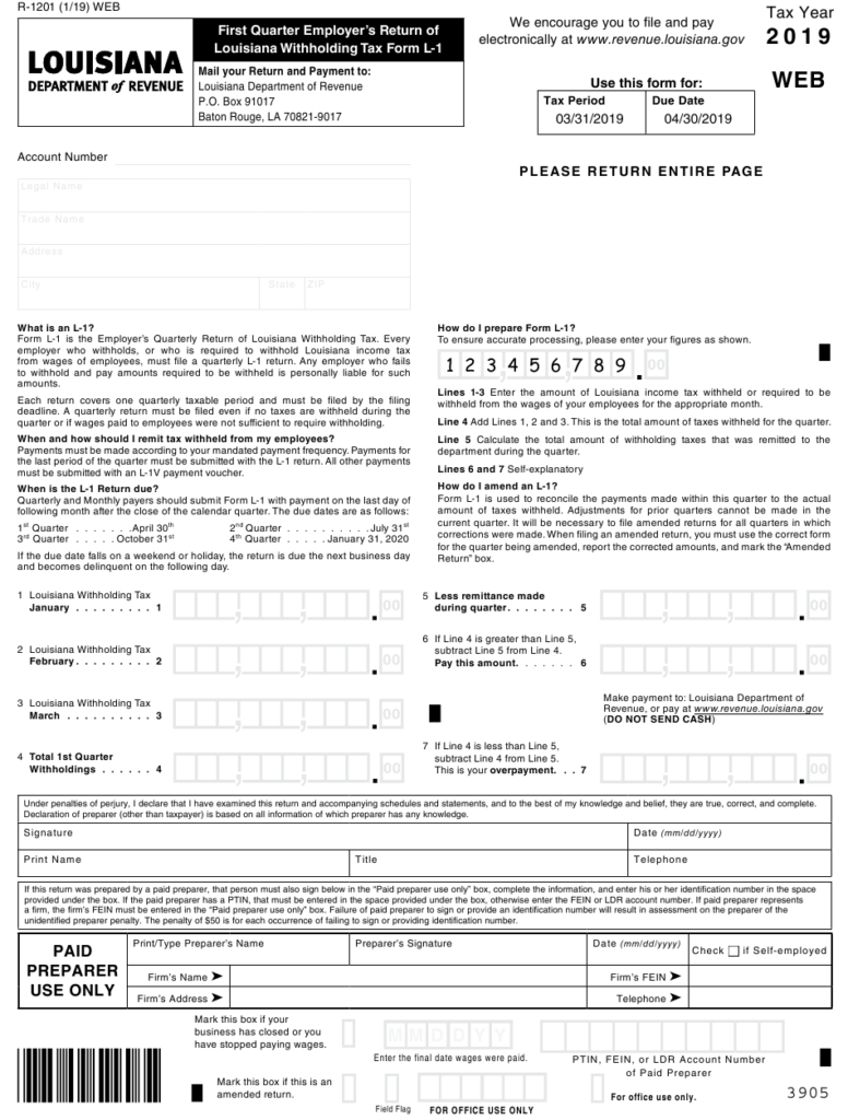 Form R 1201 L 1 Download Fillable PDF Or Fill Online First Quarter