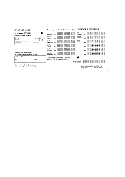 Form Suw 160 Combined Return For Michigan Taxes Printable Pdf Download