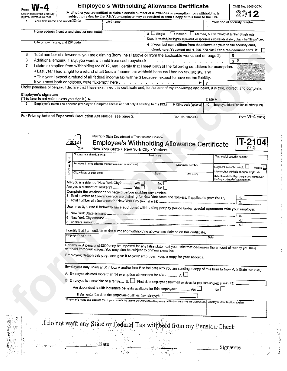 Nys Withholding Form Employee