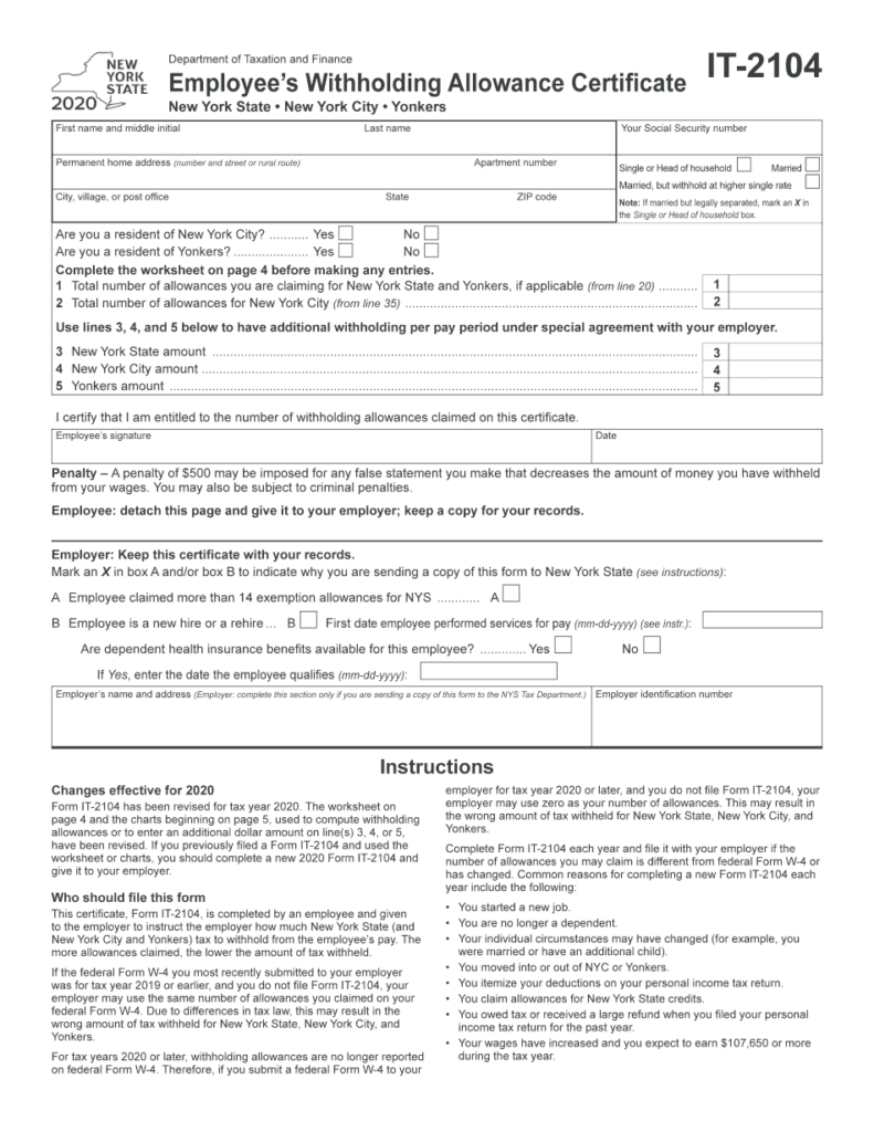 How To Fill Out New York State Withholding Form Fill Online