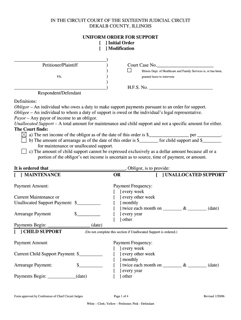 Illinois Uniform Order Support Fill Out And Sign Printable PDF 