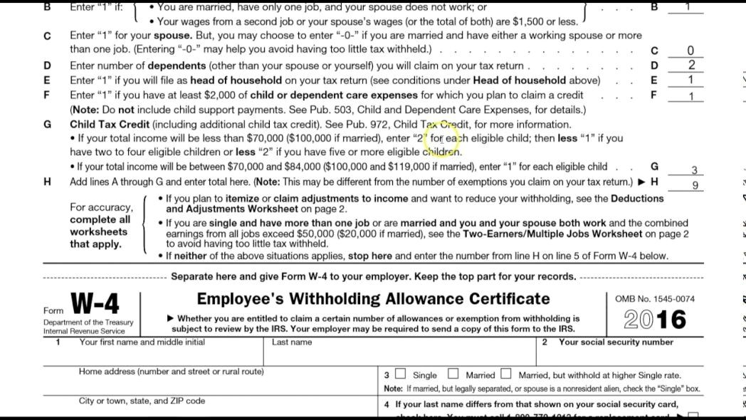 Irs Form W 4 Worksheet Thn2022