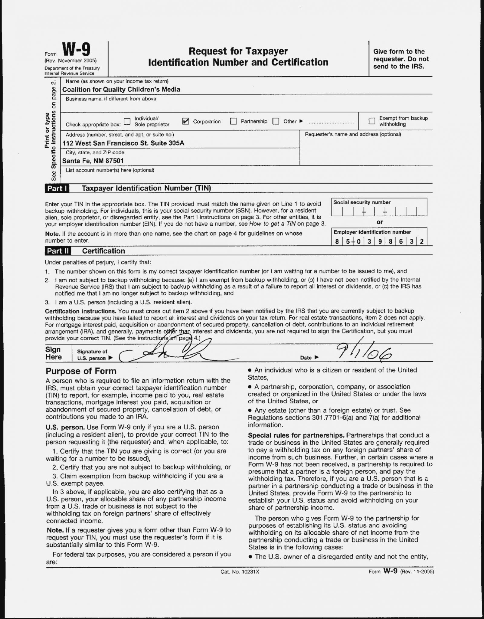 Irs Form W 9 Backup Withholding IRSTAC