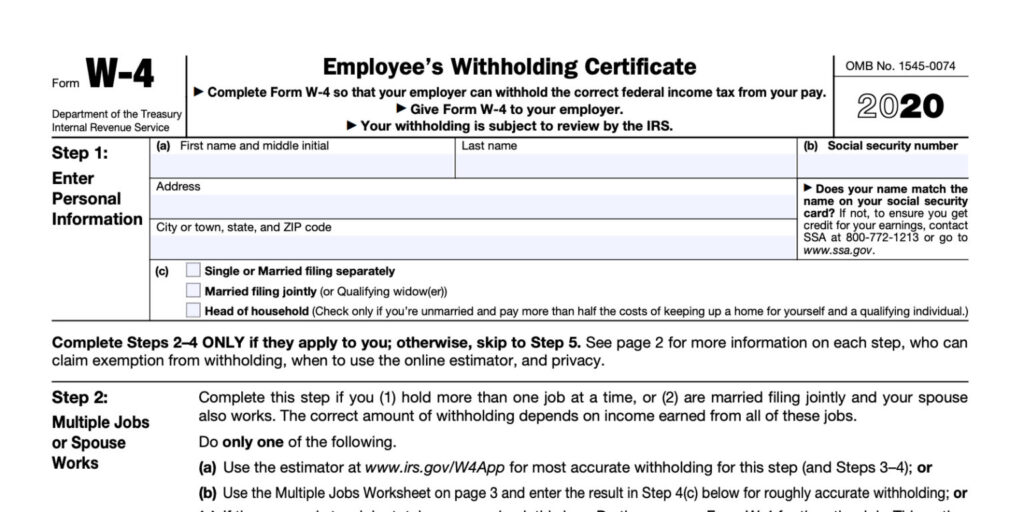 IRS Form W4 2022 W4 Form 2022 Printable