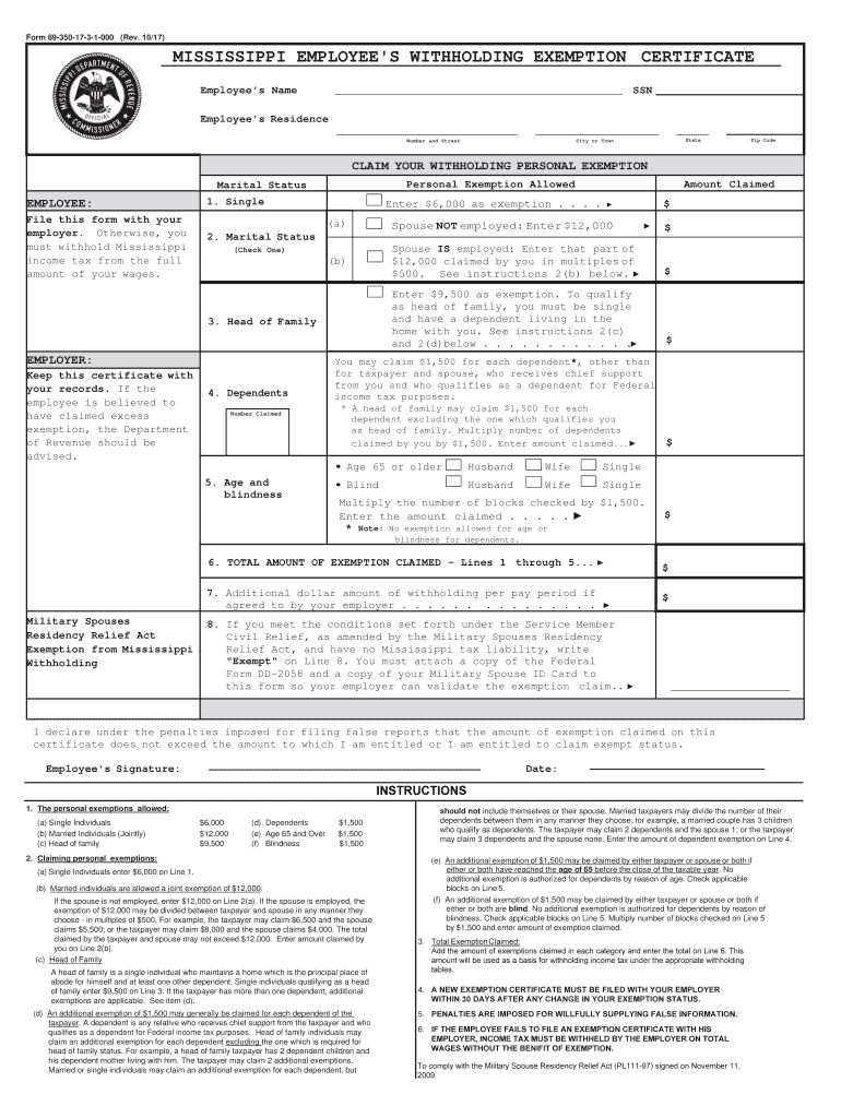 Mississippi Employee Withholding Form Fill Out And Sign Printable PDF 