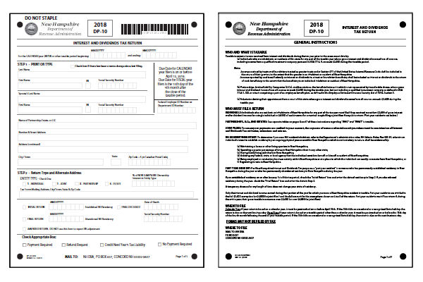 New Hampshire Tax Forms 2019 Printable State NH DP 10 Form And NH DP 