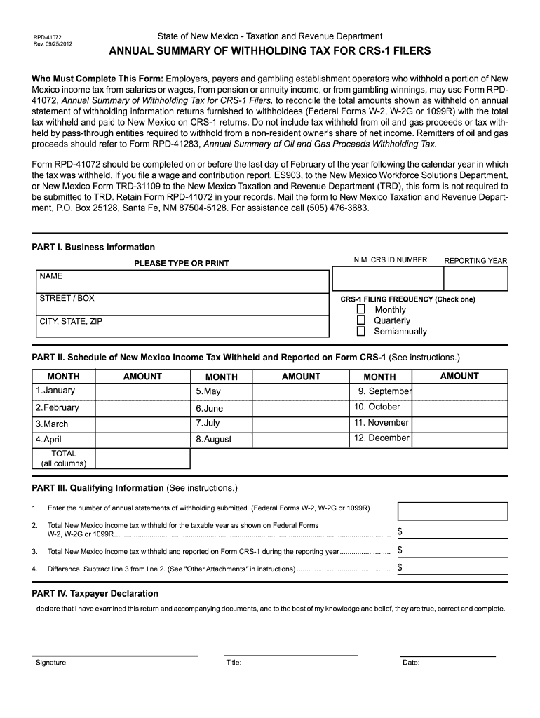 New Mexico Taxation And Revenue Dept Form Rpd 41071 Fill Out And Sign 