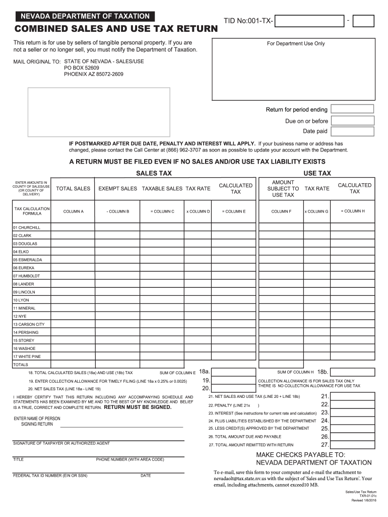Nv Blank Combined Sales And Use Tax Forms Fill Out And Sign Printable 