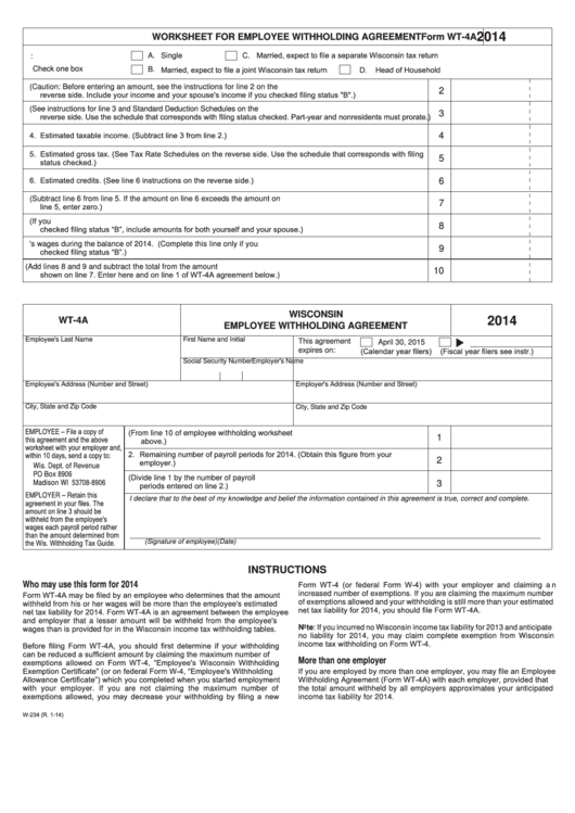 Wisconsin Withholding Printable PDF In Spanish W4 Form 2021